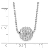 Sterling Silver Rhodium-plated Polish & Lasered Bead 18in Necklace-WBC-QG6211-18