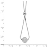 Sterling Silver Rhodium-plated D/C Beaded Drop 18in Necklace-WBC-QG6212-18