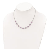 Sterling Silver Rhod-plated 13.5AM Amethyst w/2 in ext. Necklace-WBC-QG6223AM-17