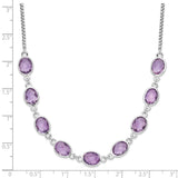 Sterling Silver Rhod-plated 13.5AM Amethyst w/2 in ext. Necklace-WBC-QG6223AM-17
