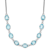 Sterling Silver Rhodium-plated Polished Blue Topaz w/2 in ext. Necklace-WBC-QG6223BT-17