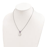 Sterling Silver Rhod-plated 3.68Amethyst/MOP w/2 in ext. Necklace-WBC-QG6224AM-16