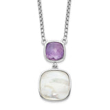 Sterling Silver Rhod-plated 3.68Amethyst/MOP w/2 in ext. Necklace-WBC-QG6224AM-16