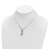 Sterling Silver Rhod-pl Feather and CZ w/1 in Ext Necklace-WBC-QG6229-16