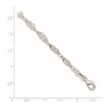 Sterling Silver 9inch Solid Polished Fancy Knot-Link Anklet-WBC-QG666-9