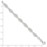 Sterling Silver 9inch Solid Polished Fancy Knot-Link Anklet-WBC-QG666-9