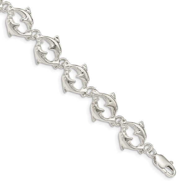 Sterling Silver Dolphins Bracelet-WBC-QG852-7