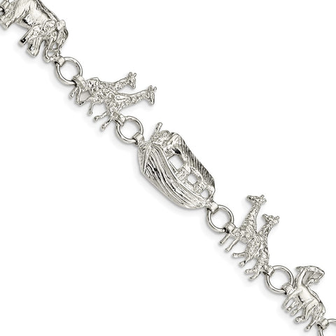 Sterling Silver Noah's Ark Bracelet-WBC-QG894-7