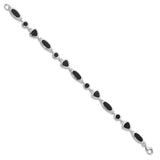 Sterling Silver Onyx Bracelet-WBC-QG912-8