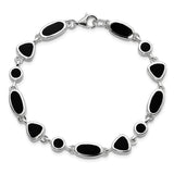 Sterling Silver Onyx Bracelet-WBC-QG912-8