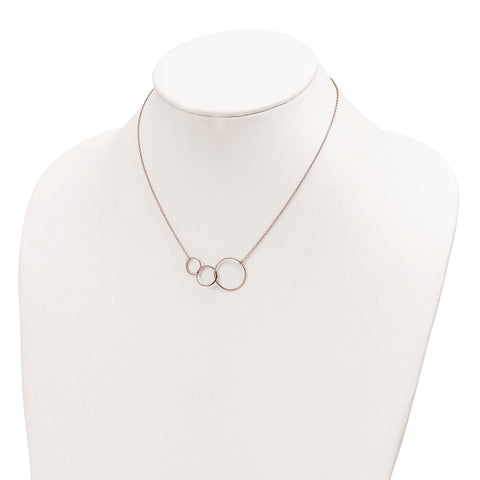 Sterling Silver Rose-tone 3 Intertwined Circles w/2 in ext. Necklace-WBC-QGR6097-16