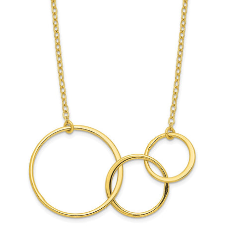 Sterling Silver Gold-tone 3 Intertwined Circles w/2 in ext. Necklace-WBC-QGY6097-16