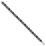 Sterling Silver Rhodium-plated Marcasite and Onyx Bracelet-WBC-QH1043-7.25