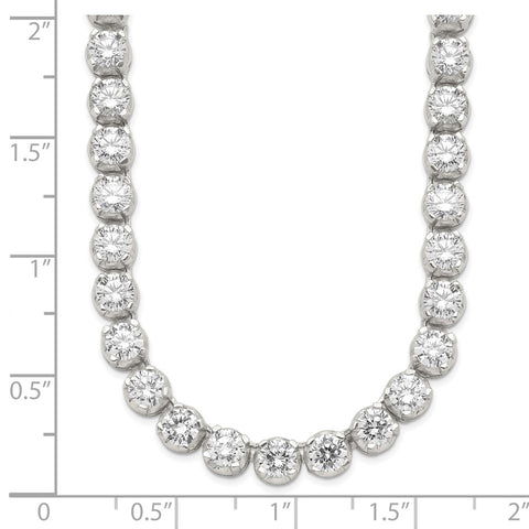 Sterling Silver Fancy CZ Necklace-WBC-QH1078-17