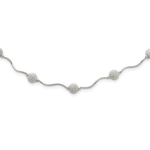 Sterling Silver Laser-cut 14-Station Beaded Necklace-WBC-QH1087-16