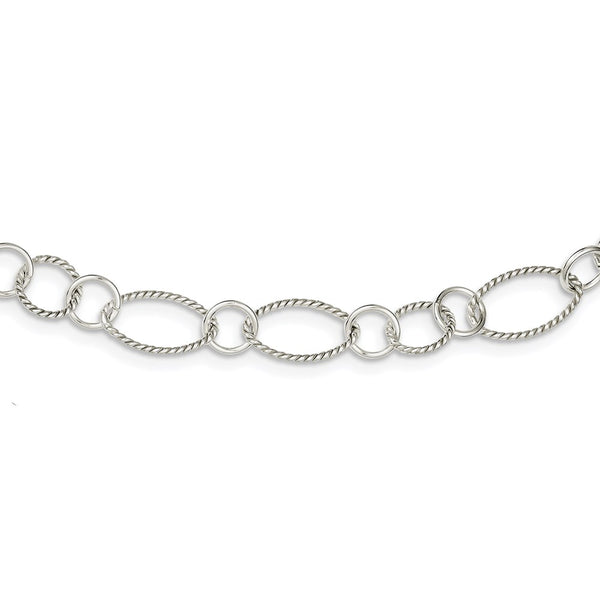 Sterling Silver Fancy Twisted Link Necklace-WBC-QH1138-42