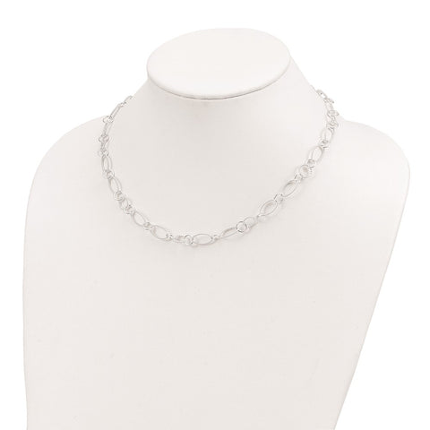 Sterling Silver Fancy Link Necklace-WBC-QH1149-18