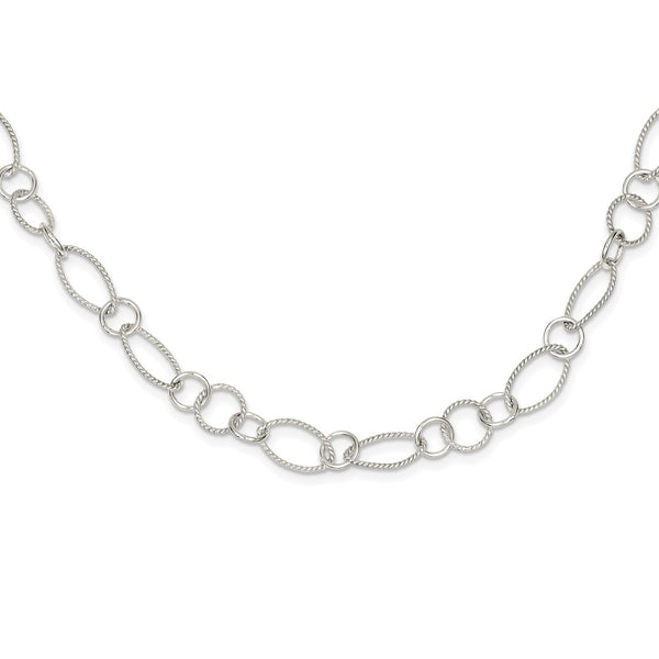 Sterling Silver Fancy Link Necklace-WBC-QH1149-18