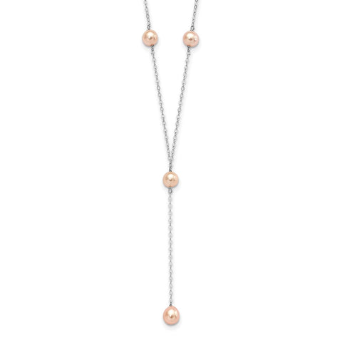 Sterling Silver Rh-plated Pink FW Cultured Pearl Necklace-WBC-QH1153-16