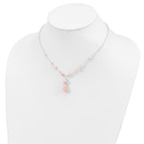 Sterling Silver Rose/Cherry Quartz/Pink Crystal/Pink FWC Pearl Necklace-WBC-QH2027-16