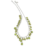 Sterling Silver Green Peridot Crystal Drop Necklace-WBC-QH2259-16