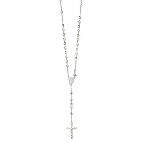 Sterling Silver Polished Rosary Necklace-WBC-QH2390-30