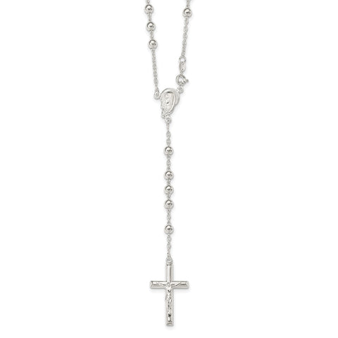 Sterling Silver Polished Rosary Necklace-WBC-QH2390-30