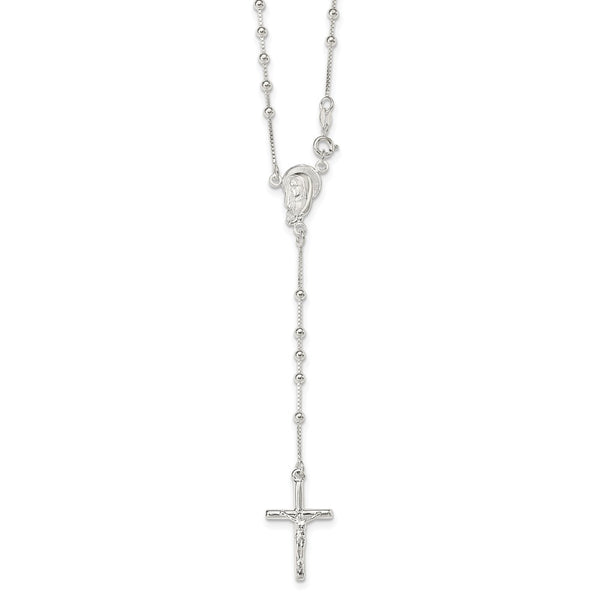 Sterling Silver Polished Rosary Necklace-WBC-QH2392-18