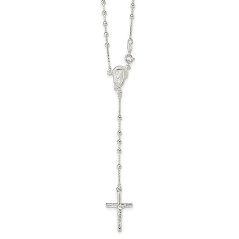 Sterling Silver Polished Rosary Necklace-WBC-QH2392-18