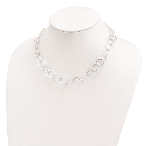 Sterling Silver Fancy Hammered Necklace-WBC-QH2427-24