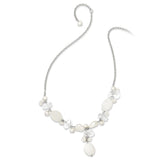 Sterling Silver Moonstone/FWC Pearl/Rock Qtz/White Jade Necklace-WBC-QH2475-16