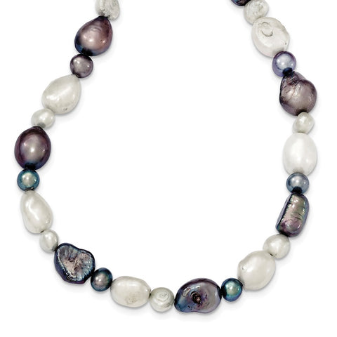 Sterling Silver White and Grey FW Cultured Pearl Necklace-WBC-QH2648-18