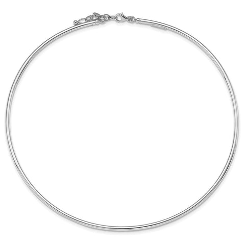 Sterling Silver Rhodium-plate 16inch 2in ext. Polished Neck Collar Necklace-WBC-QH360-18