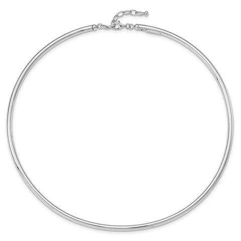 Sterling Silver Rhodium-plate 16inch w2in ext Polished Neck Collar Necklace-WBC-QH361-18