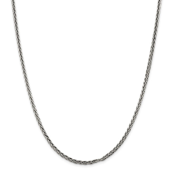 Sterling Silver Antiqued 3.25mm Solid Square Spiga Chain-WBC-QH369-24