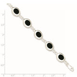 Sterling Silver Fancy Polished Onyx Bracelet-WBC-QH386-7