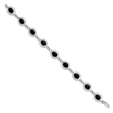 Sterling Silver Fancy Polished Onyx Bracelet-WBC-QH386-7