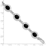 Sterling Silver Fancy Polished Onyx Bracelet-WBC-QH386-7