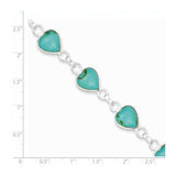 Sterling Silver Rhodium-plated Heart-shaped Turquoise Bracelet-WBC-QH431-7