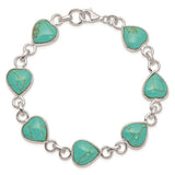 Sterling Silver Rhodium-plated Heart-shaped Turquoise Bracelet-WBC-QH431-7