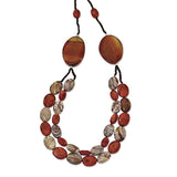 Sterling Silver Carnelian/Reconstituted Coral/Red Zebra Jasper Necklace-WBC-QH4552-26