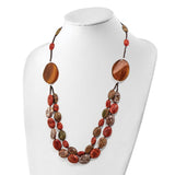 Sterling Silver Carnelian/Reconstituted Coral/Red Zebra Jasper Necklace-WBC-QH4552-26