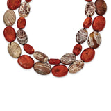 Sterling Silver Carnelian/Reconstituted Coral/Red Zebra Jasper Necklace-WBC-QH4552-26