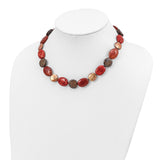 Sterling Silver Tiger Eyes/Carnelian/Reconst. Coral/FW Cult. Pearl Necklace-WBC-QH4554-18