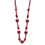 Sterling Silver Red Jade Hearts/FW Cultured Pearl Necklace-WBC-QH4558-17