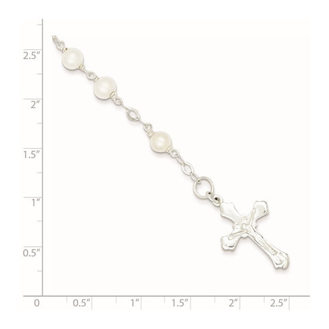 Sterling Silver & FW Cultured Pearl Rosary Bracelet-WBC-QH4698-7.5