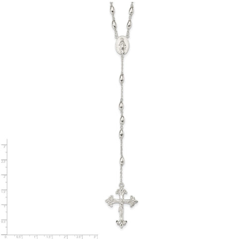 Sterling Silver Polished Rosary Necklace-WBC-QH4700-18