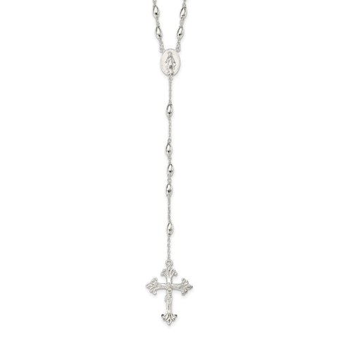 Sterling Silver Polished Rosary Necklace-WBC-QH4700-18