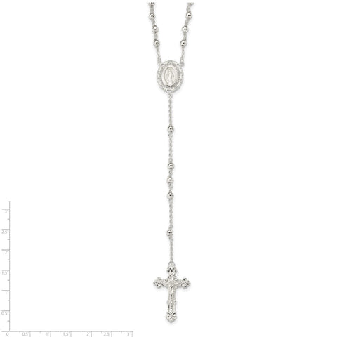 Sterling Silver Polished Rosary Necklace-WBC-QH4702-18