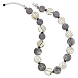 Sterling Silver Black and Grey Agate/MOP/Sardonyx Necklace-WBC-QH4718-19